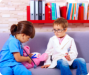kids playing as doctor and nurse